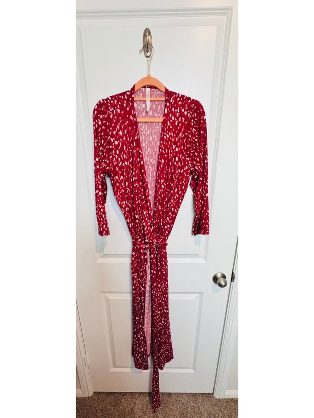 (2 for $15) Renee C Red Print Wrap Midi Dress Size XL